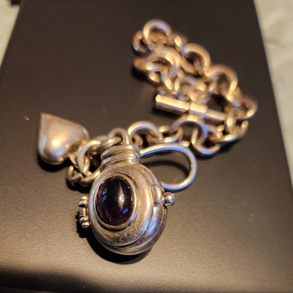 Ecclissi  Charm Locket Sterling Rolo Links  Bracelet Watch